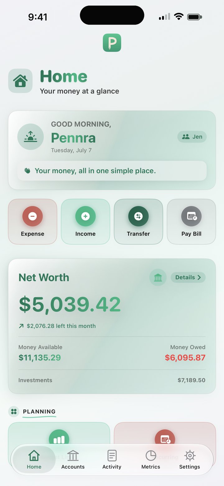 The Pennra Home screen on a phone